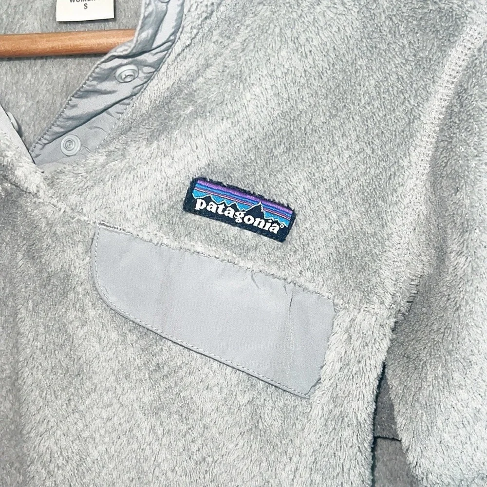 Patagonia Gray Button Snap Pullover Fleece 100% Polyester Jacket - Picture 4 of 12